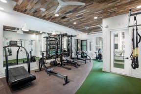 Fitness Center With Modern Equipment at Durham Heights, Houston, Texas