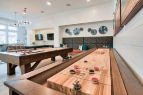 Game Room With Billiards And Shuffleboard at Seville at Clay Crossing, Katy, TX