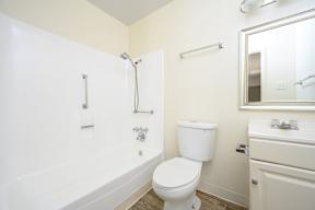 a bathroom with a bathtub and a toilet at Villa Hemet, Hemet, CA 92543
