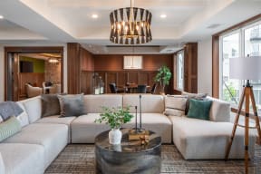 a living room with couches and a coffee table