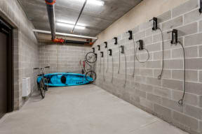 Fobbed bike and kayak storage room.