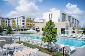 Sparkling pool and sundeck at Crystal Flats in Bentonville, AR