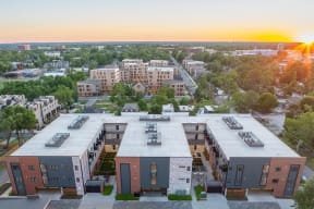 Private Outdoor Courtyard with Yard Games, Grills and Fire Pit at G at Market in Bentonville, AR