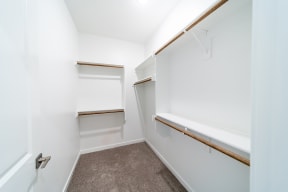 Spacious walk-in closet at Shadowbrooke Village in Rogers, AR