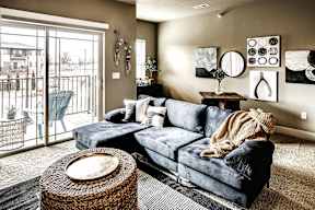 Modern living room at Sterling at Prairie Trail in Ankeny, IA