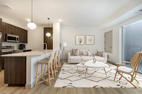Living and kitchen area at The Mera, St Louis Park, MN