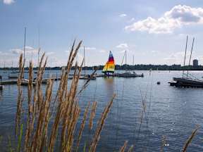 A sailboat on Bde Maka Ska in Uptown, Minneapolis