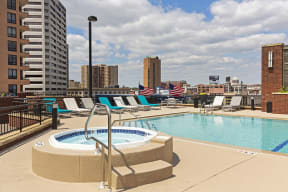 Rooftop Pool at Galtier Towers Apartments, St. Paul, MN, 55101