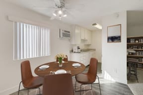 Dining and Kitchen Area of a 1 bedroom at Moonraker apartments