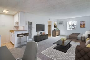Studio with furniture at Moonraker Apartments