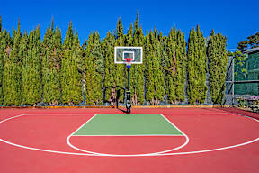 Basketball court with nice landscape background.
