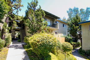 the exterior of 1575 Oak with a sidewalk and a yard