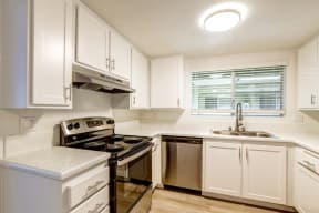 kitchen with stainless steel stove and dishwasher