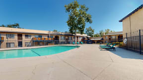 the swimming pool at our hotel at Charter Oaks Apartments, California, 91360