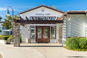 Clubhouse entrance at Barrington Place, Rancho Cucamonga, CA