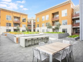 Courtyard seating area at MODE, San Mateo, CA, 94403