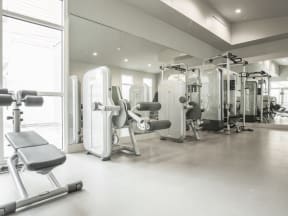 Fitness center at MODE, San Mateo, California