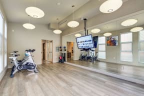 Yoga room with TV at MODE, San Mateo, 94403