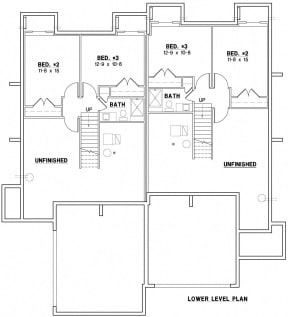 the floor plan of the upper level of a house with two floors and a lower
