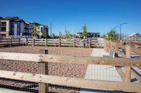 A wooden fence with a metal mesh in between the posts.