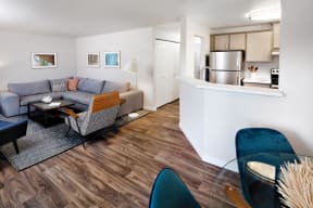 The Lakehouse Apartments Model Dining and Living Room