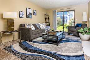 Copper Ridge Apartments in Renton, Washington Model Living Room with Private Patio