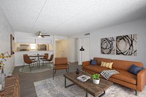 Living Area With Kitchen at Icon Apartments, Tucson, AZ 85712