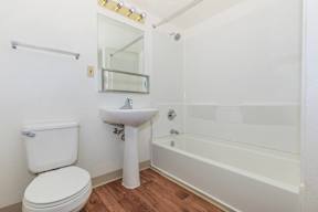 A white toilet sits next to a sink in a small bathroom.