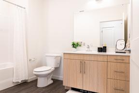 Bathroom With Bathtub at Copestone Apartments, Garden City Idaho