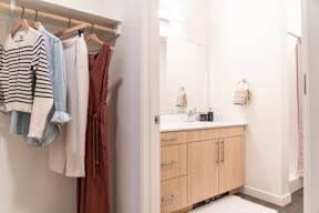 Bathroom With Closet Area at Copestone Apartments, Garden City, ID 59808