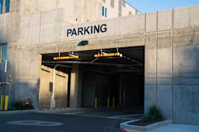 Parking Garage Entrance at Copestone Apartments, Garden City, 59808