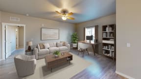 Living Room with Work Station at Southside Townhomes, Nampa, Idaho