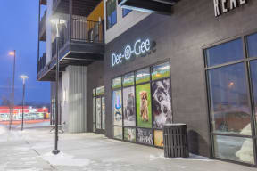 a building with a sign that says dog ice at Shiloh Commons, Billings