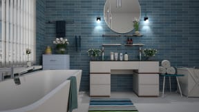 Bathroom blue wall