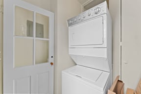 A white oven is installed in a kitchen.