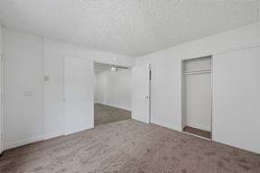 A room with white walls and carpeted floor.