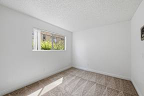A room with a window and carpeted floor.