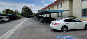 Assigned covered parking at Magnolia Apartments in Riverside, California.