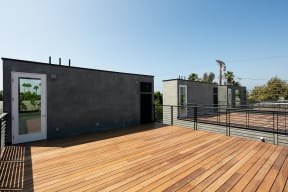 Large private roof deck in unit at 633 Palms Blvd. in Venice, California.