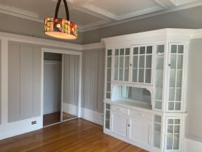 Built-In China cabinet and hardwood floors at 900 Taylor Street apartments in San Francisco, CA.
