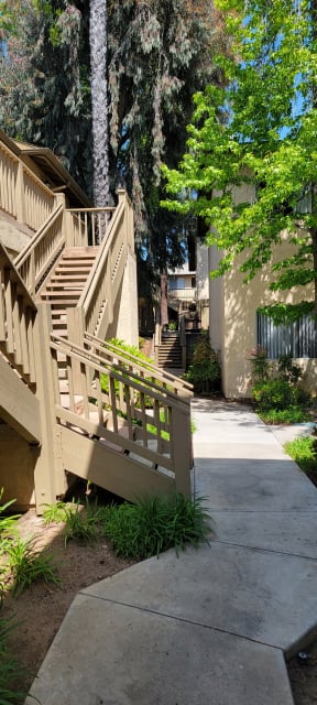 Walkway between Apartment Buildings at Sierra Heights Apartments.