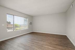Empty room with wooden flooring and a window.