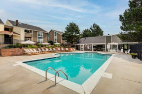 our apartments have a resort style pool with lounge chairs