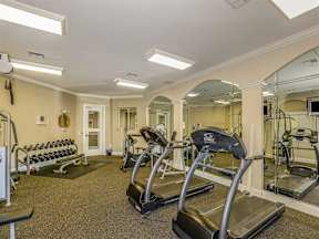 Fitness center with treadmills and weights
