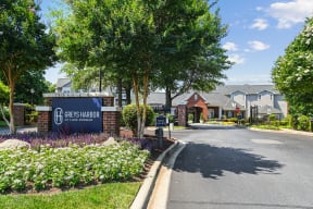 Greys Harbor at Lake Norman exterior sign surrounded by treesl
