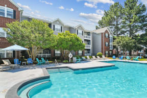 the preserve at ballantyne commons pool and apartment buildings