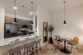 hudson renaissance interior model dining room overlooking kitchen island
