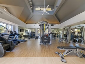 fitness center with cardio and weights
