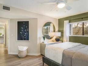 Bedroom view with vinyl flooring