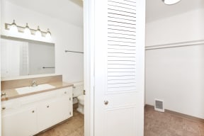 a bathroom with a sink and a mirror and a toilet